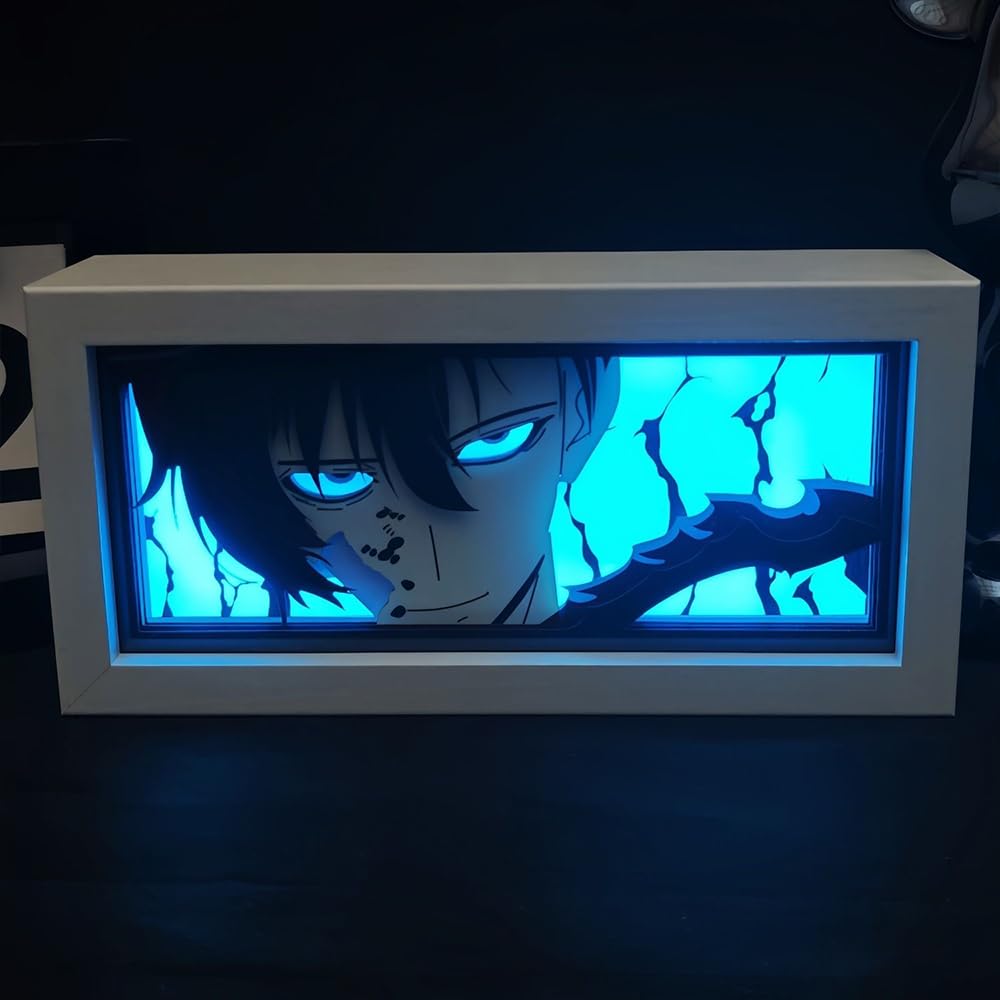 Zhongkaihua Sung Jin Woo 3D Paper Carving LED Night Light Anime Paper Sculpture Table Lamp Bedroom Room Decoration Desktop Ornaments Anime Night Light Box ā image 1