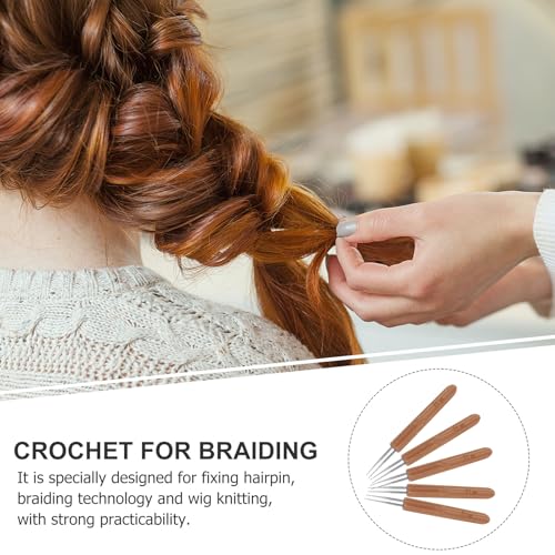 Agujas de entrelazado para rastas contra el cabello suelto, pack de 5 herramientas de madera 8