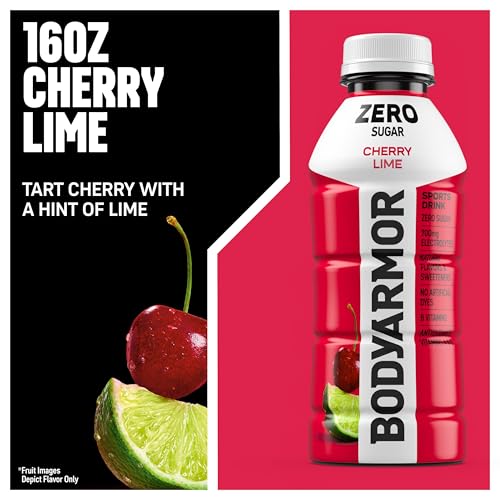 Image of BODYARMOR ZERO Sugar Cherry Lime Electrolyte Drink, Natural Flavors, 16 Fl Oz Bottles (12 Pack), B Vitamins & Antioxidants Sugar Free Hydration