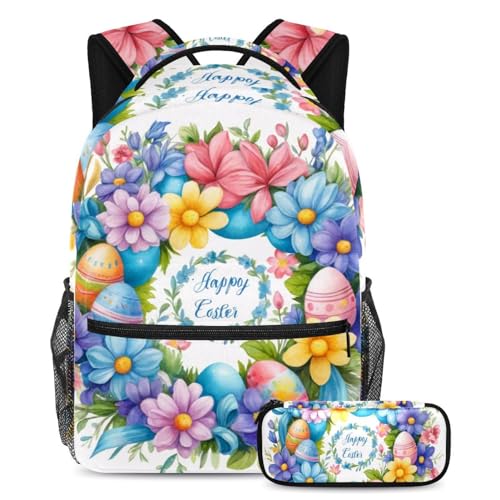 Sac à dos tendance couronne de Pâques bleue pour le collège