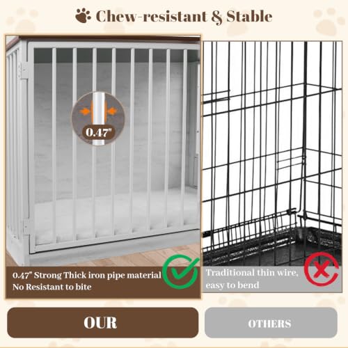 Image of TBWIND 36 inch Dog Crate Furniture End Table for Medium Dogs, White