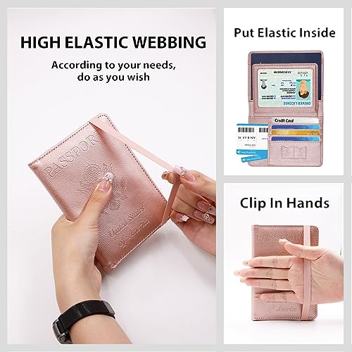 Image of Melsbrinna Rfid Passport Holder for Travel women /Men, Cute Passport Wallet Rfid Blocking Card Slots, Rfid Passport Cover /CaseTravel Wallet, Passport Book Holder (1, Pink2)