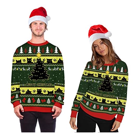 XLNB Par Ugly Christmas Sweatshirt, 3D Digital Printed Pullover Shirts, Rolig Xmas Sweat för män kvinnor,A,XX large