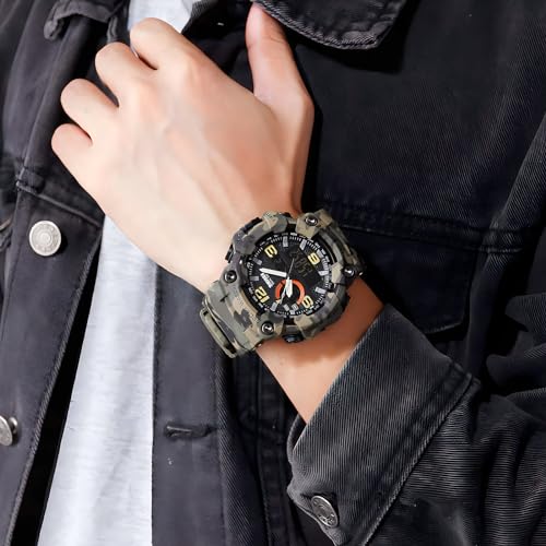 Gosasa Men's Large Face Outdoor Sports Watches Military S-Shock Watch Waterproof, Backlight, Alarm, Stopwatch Features - Rugged Wristwatch for Training, Hiking, and Adventure - Image 3