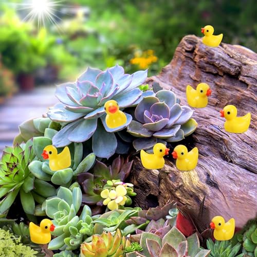 Zestaw 120 mini kaczek z żywicy, miniaturowe kaczki, małe kaczki, do majsterkowania, akwarium, ogrodu, mikrokrajobrazu, domku dla lalek, dekoracja wnętrz (żółte)