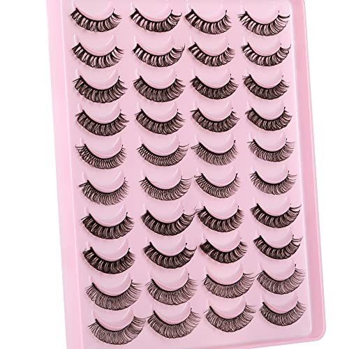Ruairie 20 Pairs Russian Strip Lashes 5 Style Wispy Curly False Eyelashes Natural Look False Lashes That Look Like Extensions