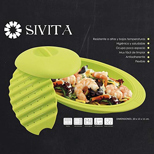 FranquiHogar - Estuche de Vapor de Silicona para Microondas y Horno 28 cm - Cocina Saludable en su Jugo - Apto Lavavajillas y Libre de BPA, Verde, Silicona