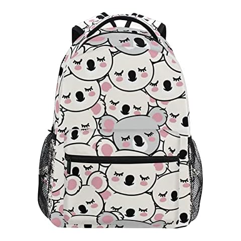 JUMBEAR Cute White Koala Travel Backpack Laptop Middle School Students Canvas Kids Bookbag Lightweight Fashion Business Waterproof Shoulder Daypack for Womens Mens Boys Cover