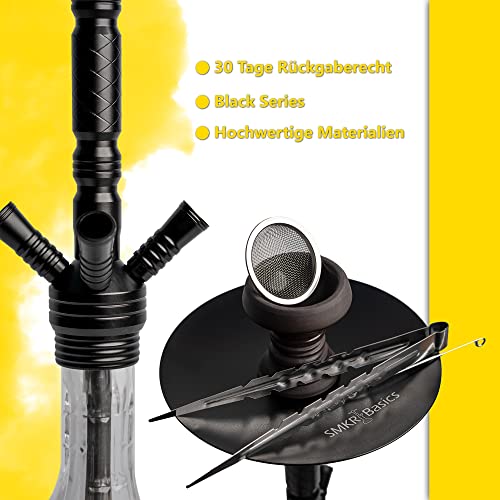 Black Series Shisha 4 Anschlüsse Set (Diffusor, Kopf mit Sieb & Schnellverschluss) - Glas Bowl Alu Shisha 4 Schlauch… – Bild 4