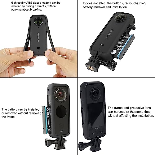 Image of BKN PC Plastic Protective Frame Case kit for Insta360 X3,Protective Frame Case with Mount with 1 /4 Screw Hole Camera Tripod Adapter Mount for Insta360 One X2 Accessories