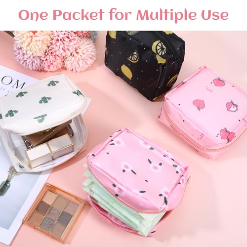Image of 4Pcs Sanitary Napkin Storage Bag, Portable Period Bag for Teen Girls Woman, Pad Pouch Tampon for Purse, Reusable Zipper Period Pouches for Teen School Office Travel Feminine Care Organizer, Cute