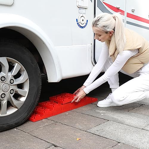 Garfatolrv Rv Leveling Blocks, Heavy Duty Camper Leveling Blocks And Interlocking Design, Camper Levelers 10 Pack With T Handle Carrying-10 Pack(Red) #TOP4