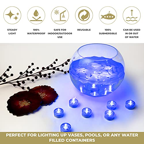 Lumabase Submersible Battery Operated Led Lights, Blue - Set Of 12 #TOP3