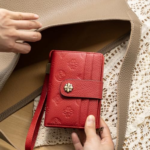 Image of XINNSTAR Small Wallet for Women RFID Blocking Leather Trifold Compact Card Wallets Ladies Wristlet Purse with Zipper Coin Pocket ID Window