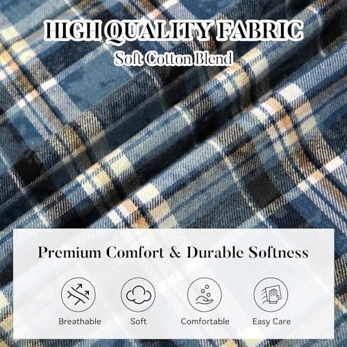 Image of WARHORSEE Flannel Shirt for Men Long Sleeve Button Down Plaid Shirts | Soft Cotton Blend for Multi-season Wear, Lightweight yet Warm, Dual buttoned storage pockets, Machine Washable Easy Care