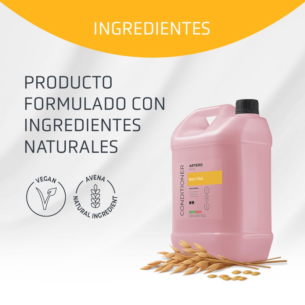 Artero Ikon Vital. Acondicionador para Perros. Hidrata, suaviza y Protege el Manto. Enriquecido con Avena, Ideal para Pieles sensibles y mantos con Nudos o Tendencia al encrespamiento. (5000 ml)