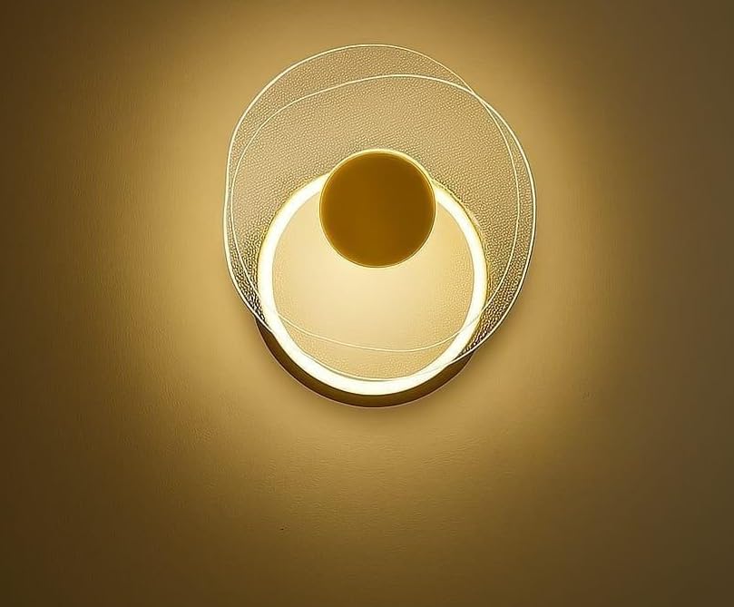 Image of FILLISKA Luxurious Acrylic Crystal Wall Lamp with Adjustable Colour Changing Function, Elegant Finish (Acrylic FrenchGold-B52)(1 Year Warranty)