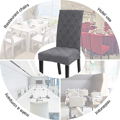 Searchi Dining Room Chair Covers Set Of 6, Stretch Jacquard Parsons Chair Slipcovers Super Fit Spandex Removable Washable Kitchen Chair Protector Cover For Dining Room, Hotel, Ceremony (Grey) #TOP5