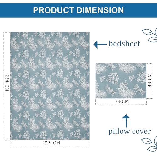 Image of Kuber Industries Cotton 180 TC Double Bedsheet With 2 Pillow Covers | Machine Washable Soft Bedsheet For Living Room, Home & Hotels | Lotus Fabio Print - Grey & White