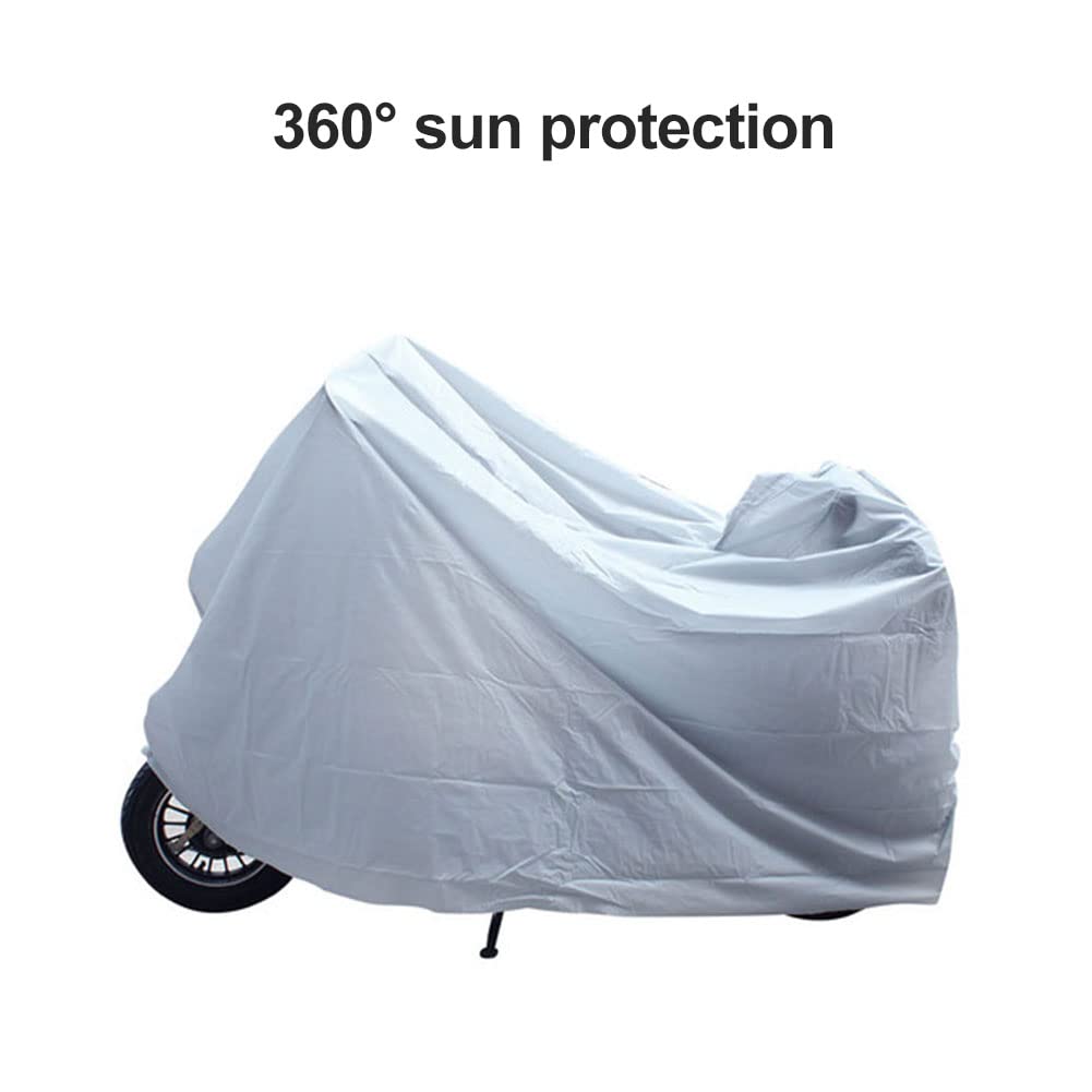 Funda para Moto, Funda Moto Impermeable, Motocicleta Protector UV para Exteriores, Cubierta para Scooter de Motor, Cubierta de Motocicleta Protector UV para Exteriores 240×140cm, Plata