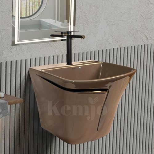 Image of Wall Mounted Wash Basin for Bathroom | Wall Hung Wash Basin /Sink (15.35 x 16.14 x 13 Inch, SFKOP - 225)