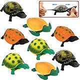 Turtle Toys,Sea Ocean Animal 5 Inch Rubber Tortoise Turtle Sets(8 Pack),Great Safety Material TPR Super Stretchy,Can Hide In Shell ValeforToy Bathtub Bath Pool Toy Party Favors Boys Kids