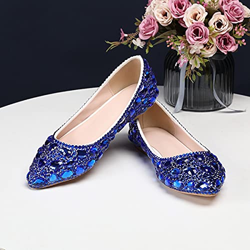 Minishion Wedding Shoes for Women Flats Comfortable Rhinestone Slip on Pumps Shoes4