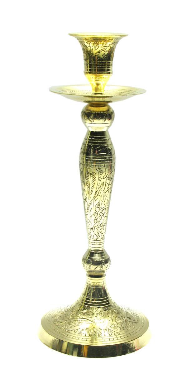 SkyWalker Hand Crafted Metal Brass Candle Stand with Bidri Nakkashi Work (9 Inch, Golden)-image-5