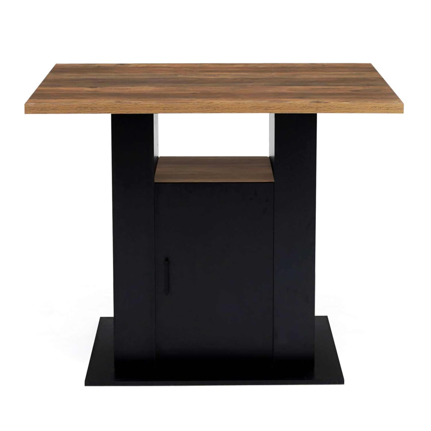 IDMarket - Ilot central UGO 110 cm madera negra y efecto madera oscura HAWKINS con almacenamiento