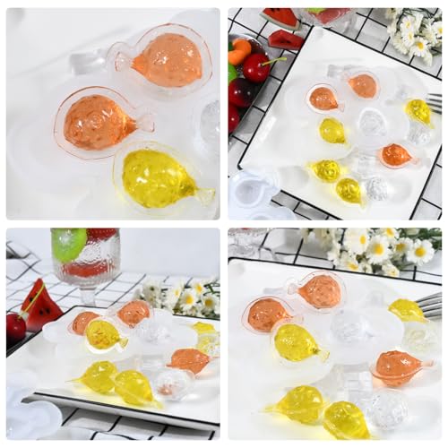 Molde para hielo de silicona 3D forma de pez 4 cavidades miniatura 2