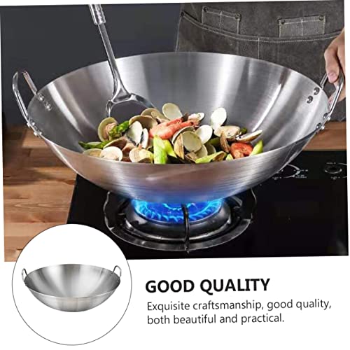 Wok de acero inoxidable BESTOYARD con doble asa y fondo plano miniatura 3