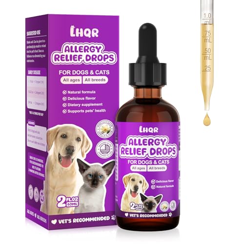 Liquid Dog Allergy Drops for Itchy Skin & Paws Seasonal Allergies Allergy Relief Drops for Cats Immune Digestive Support 60mL Natural Cats & Dog Yeast Infection Relief for All Breeds