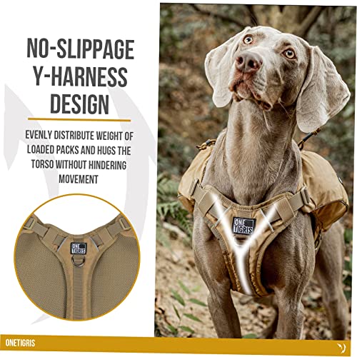 OneTigris CAMELUS Hunderucksack Reißen Camping Wandern Hundebackpack für M/L Größe Hunde (L, Coyote Braun)