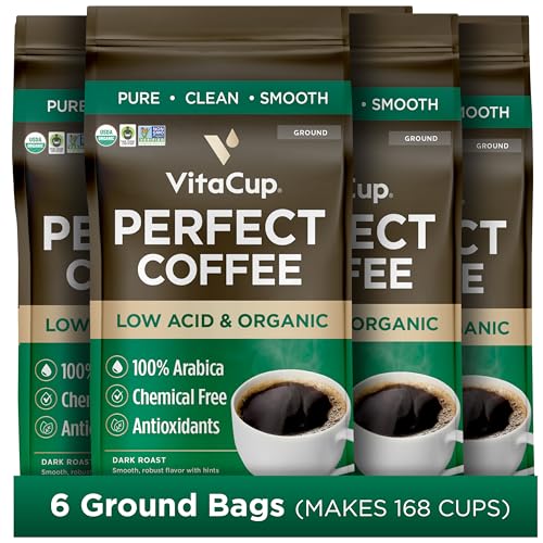 VitaCup Perfect Low Acid Coffee Ground, USDA Organic & Fair