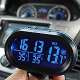 JoyousMall Voltmetro da 12 V per auto, termometro, orologio digitale per tensione della batteria, temperatura e monitor per uso automobilistico