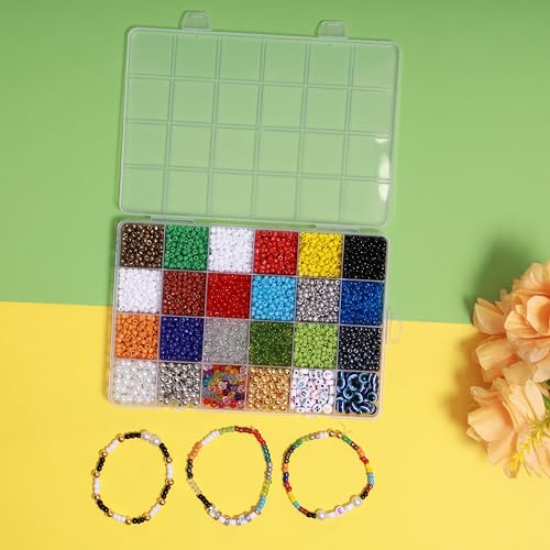 Image of ambitieux Bracelet Making Kit with 2900+ Pcs - Seed Beads, Evil Eye, Alphabet, Metallic, Tools & Pouch for Girls DIY Jewelry Craft Birthday Gift for Girls 2 3 4 5 6 7 8 9 Years