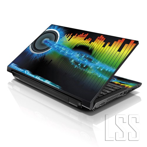 Image of LSS 17 17.3 Inches Laptop Notebook Skin Sticker with 2 Wrist Pads - Reusable Cover Protector Vinyl Sticker Cover Decal Fits 17 inch - 19 inch HP Asus Acer Samsung - Musical Vibes Pattern