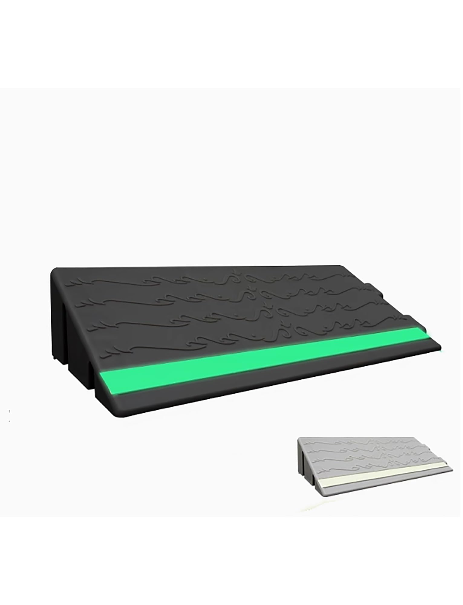 Wytrzymała plastikowa rampa progowa z paskiem odblaskowym do hulajnogi na wózku inwalidzkim o wysokości 3–6,5 cm(Gray,30x10x3.5cm)