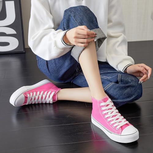 Image of yageyan Womens High Top Canvas Sneakers Lace up Fashion Shoes for Women Casual Classic