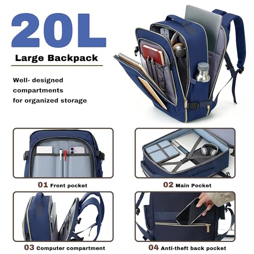 Image of Hardshell Luggage Sets, Lightweight Stripes Suitcases with Spinner Wheels, Navy 28