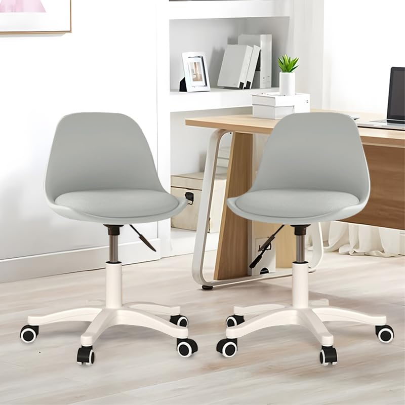 XUEGW Small Desk Chair with Low Back Height Adjustable Swivel Chair Pu Leather Vanity Work Task Study Chair with Wheels