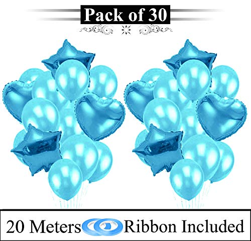 Image of AMFIN (Pack of 30) Birthday Decoration Combo / 1st Birthday Decoration for Baby / 1st Birthday Decoration Items /First Birthday Party Decoration /Balloons /Birthday Party - Blue