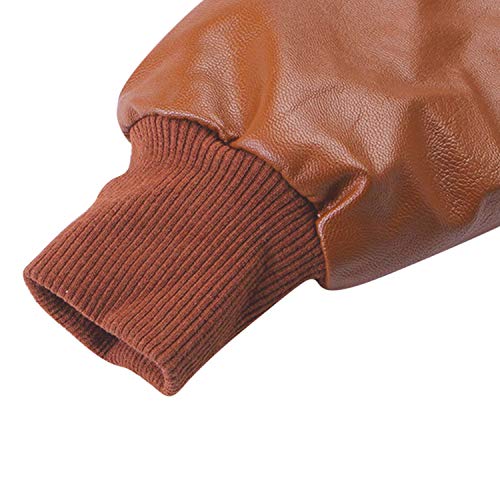 Evelin LEE Kids Boys Long Sleeve Zip Up PU Leather Jacket Coat Loose Casual Moto Outwear3