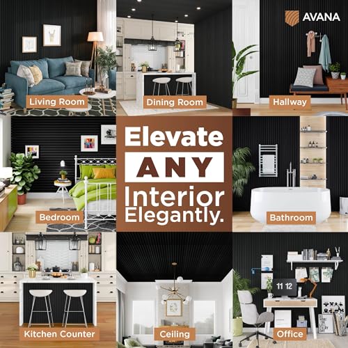 Avana Acoustic Wood Wall Panels – 94.4 X 12.6 Inch Black Oak Acoustic Panels 2 PCs – Wall Panels For Interior Wall Decor For Homes, Offices, Studios – Sturdy And Durable Wood Panels For Wall