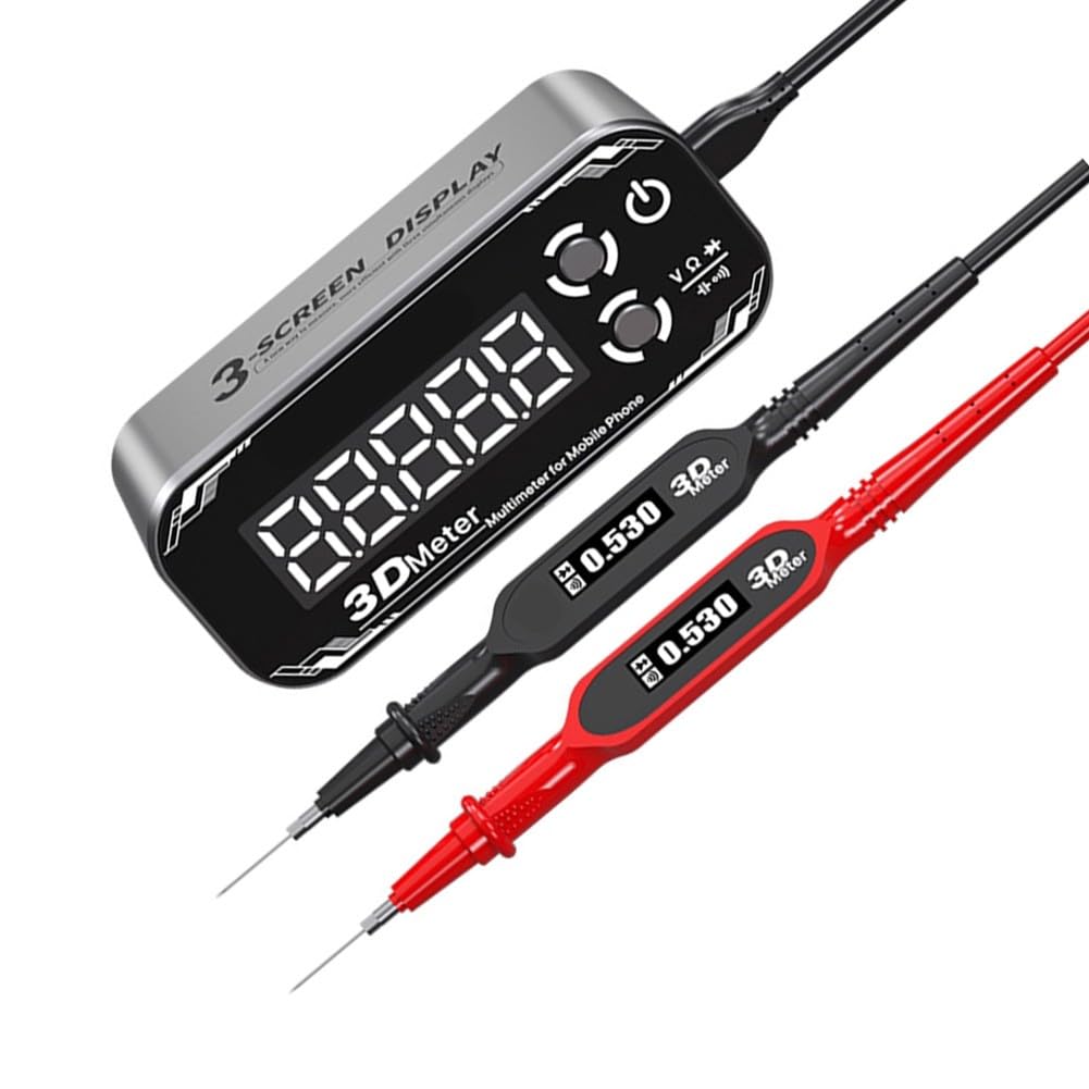 Multimetr cyfrowy z potrójnym wyświetlaczem, rozdzielczość 0.0001, pomiar przejścia PN, obudowa aluminiowa, 2000 mAh, do testów PCB i diagnostyki IC, czarny