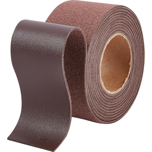 GORGECRAFT 2m x 37.5mm Flat Leather Cord Litchi Grain Leather Strips 1.7mm Thick Imitation Leather Strap Threads Rope for DIY Crafts Belt Furniture Handles Bracelets Jewelry Making, Coconut Brown