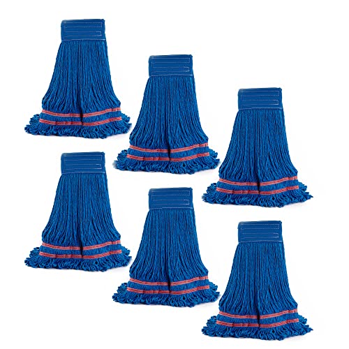 Image of Matthew Cleaning Microfiber String Mop Heavy Duty Commercial Wet Mop Head Replacement,Excellent Absorbency,Premium Launderability,Reusable for Home,Commercial and Industrial Use(Blue,6Pack)