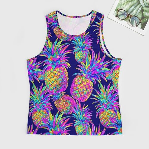 Men's Neon Rainbow Print Tank Top Summer Sleeveless Lightweight Gym Muscle Shirts3