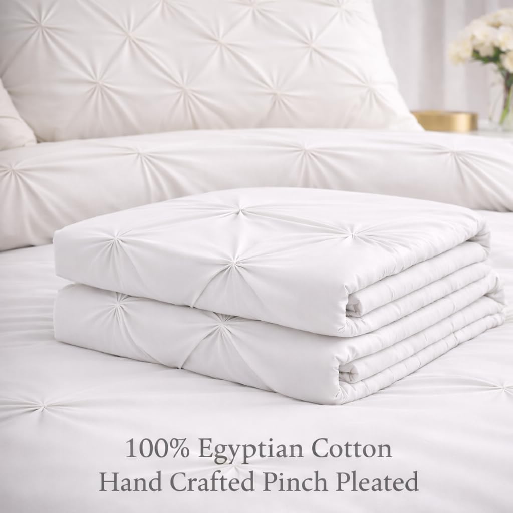 COTTON STICH Queen Pillow Shams Set of 2, 20x30, Ivory, Pinch Pleated, Zipper Closure, 100% Egyptian Cotton, 600 TC Decorative Pillow Covers - Image 4
