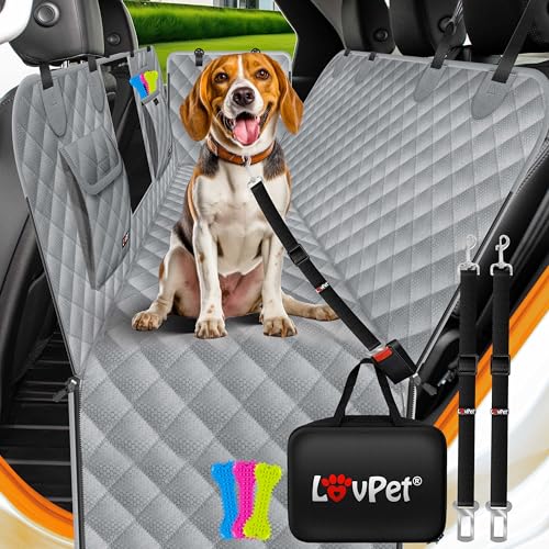 Lovpet® 2in1 Hundedecke für Auto Rückbank & Kofferraum mit Seitenschutz und Sichtfenster Kofferraumschutz - Wasserabweisende Hunde Autoschondecke Universal Autodecke Rücksitz Inkl. Zubehör, Grau Lovpet® 2in1 Hundedecke für Auto Rückbank & Kofferraum mit Seitenschutz und Sichtfenster Kofferraumschutz - Wasserabweisende Hunde Autoschondecke Universal Autodecke Rücksitz Inkl. Zubehör, Grau